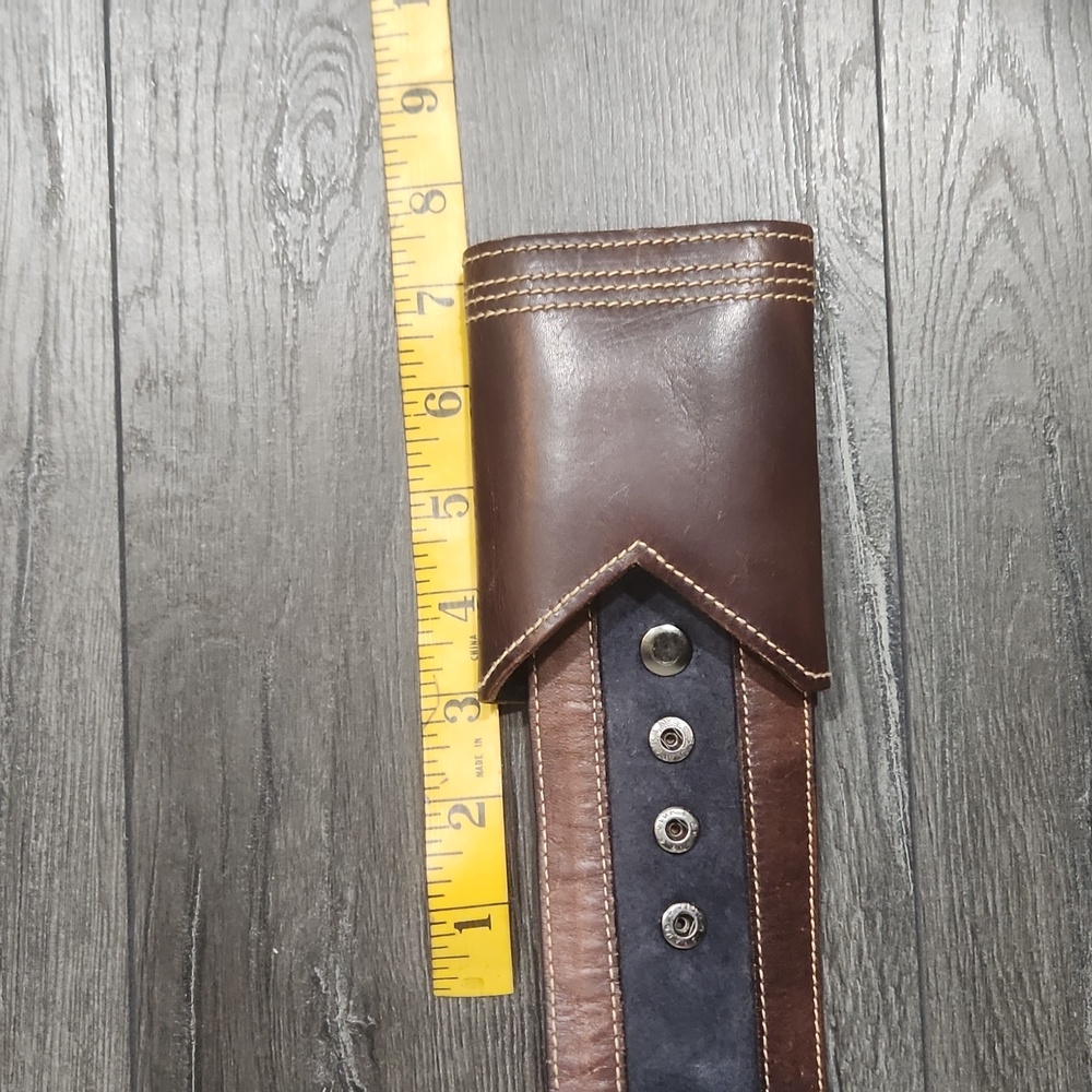 Christian Doir Blue Suede Wide Belt Trimmed in Brown Leather  Sz M/L - Picture 14 of 16